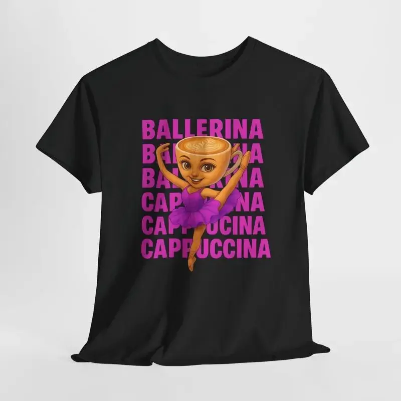 Cute Coffee Ballerina T Shirt Kawaii Cappuccino Vintage Cartoon Funny Lover Bartender Dance