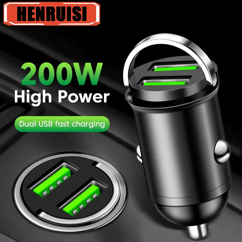 

PD 200W USB Car Charger Fast Charging Auto Mobile Phone Adapter For iPhone Samsung Huawei Xiaomi Dual Ports Quick Charger QC3.0