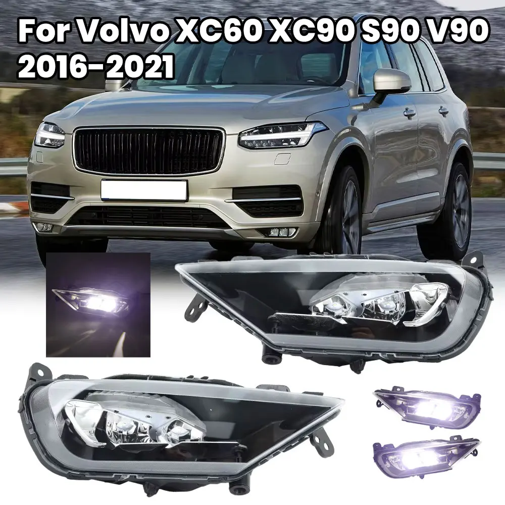 LED مصباح الضباب لفولفو XC60 XC90 S90 V90 2016-2019 2020 2021 المصد الأمامي الضباب ضوء مجموعة مصابيح أمامية اكسسوارات السيارات