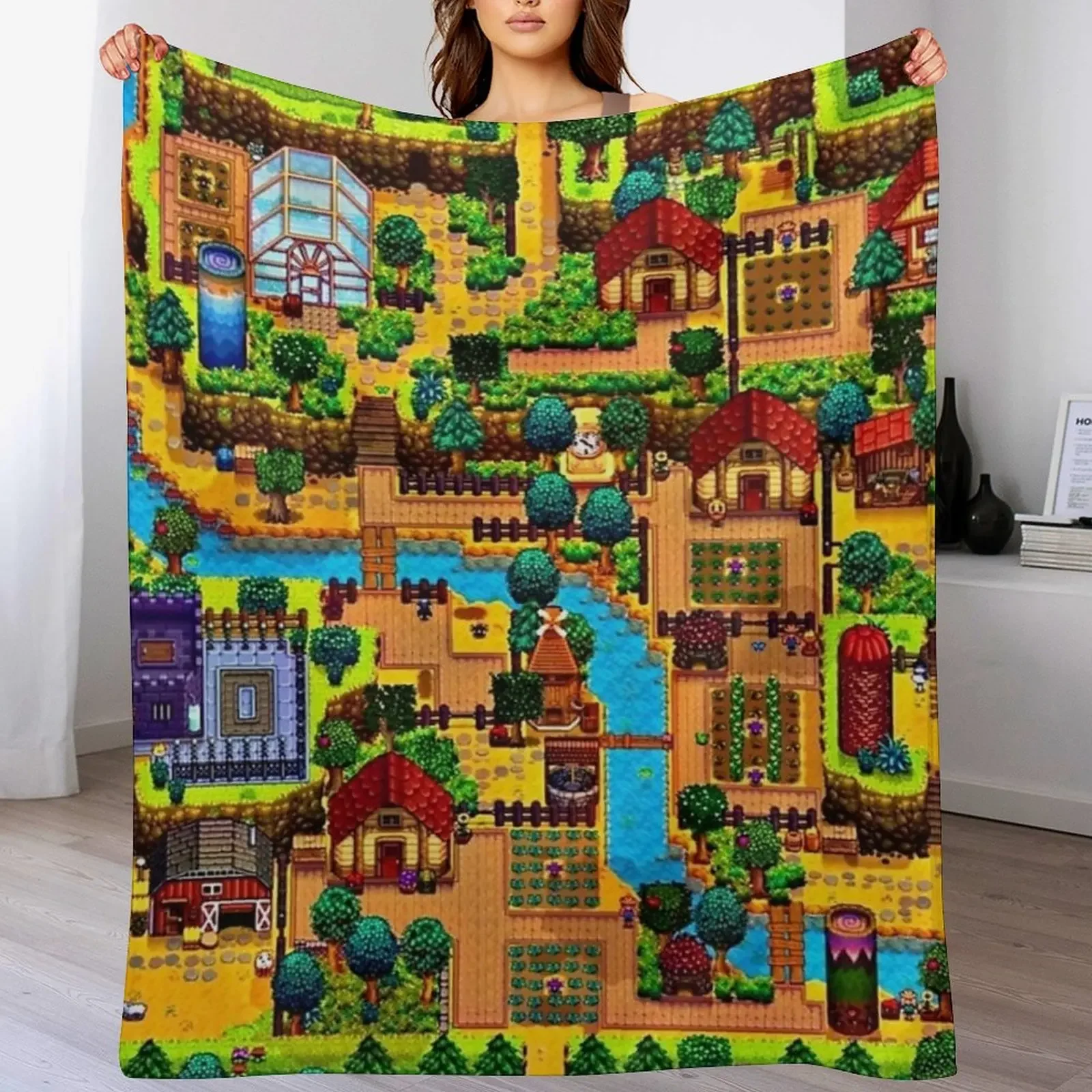 

Stardew valley map Throw Blanket Soft Decoratives Decorative Beds Hair Blankets