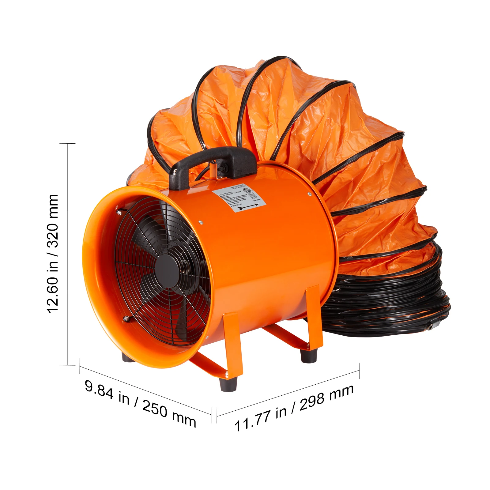 VEVOR 8 inch Afzuigventilator Industriële Ventilatieventilator met 10 M/5 M PVC Duct Slang 145 W Draagbare Extractor Blower voor Thuis