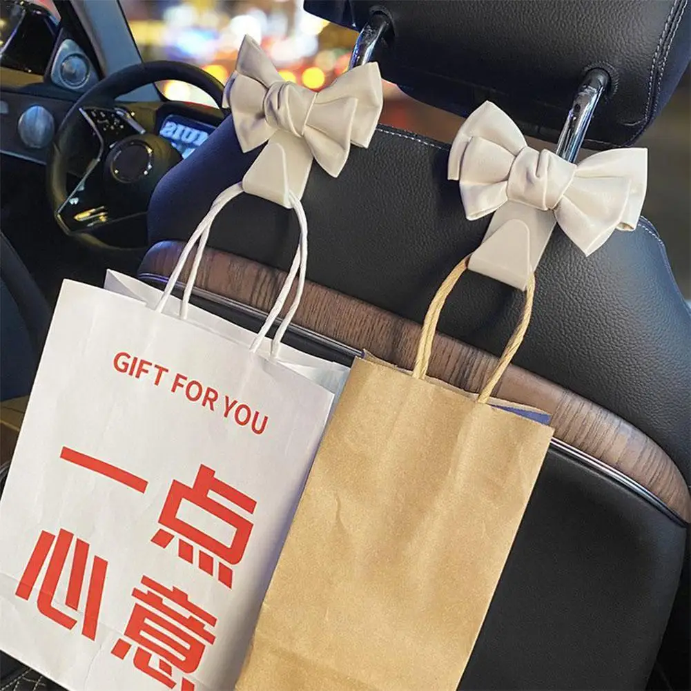 

Car Seat Back Hook Bowknot Storage Hook PU Leather Fashion Bag Multifunctional Hook Sundries Back Hook Interior Accessories