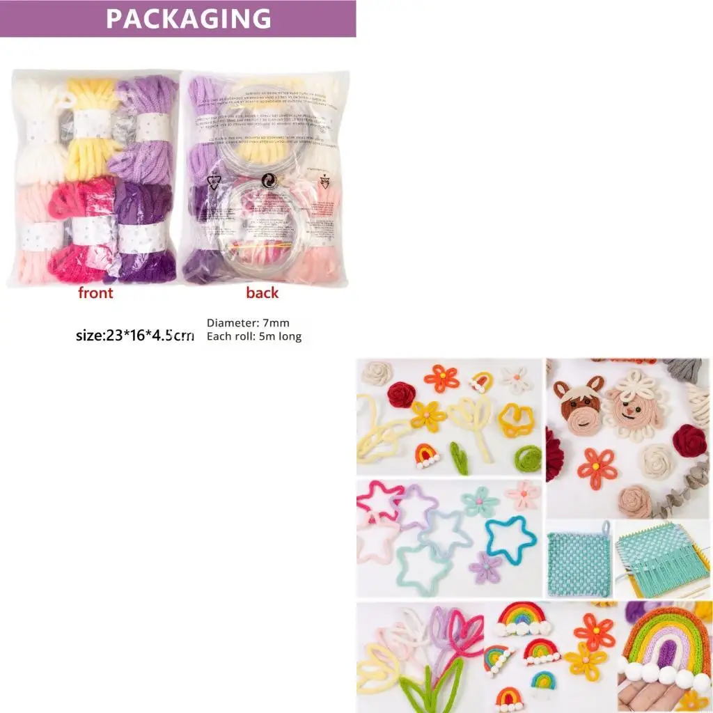 

R66A 6Pcs 7mmX5Meters Hollow Braided Rope Colorful Polyester Rope For Home Decoration Art Craft Braiding Knitting Gardening