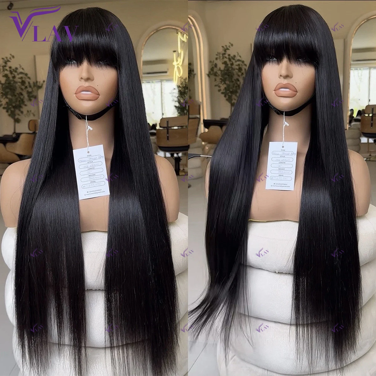 

Bangs Straight 4x4 Glueless Put On And Go Lace Frontal Wigs Glueless Wigs Human Hair Brazilian 36 Inch 13x4 13x6 HD Transparent
