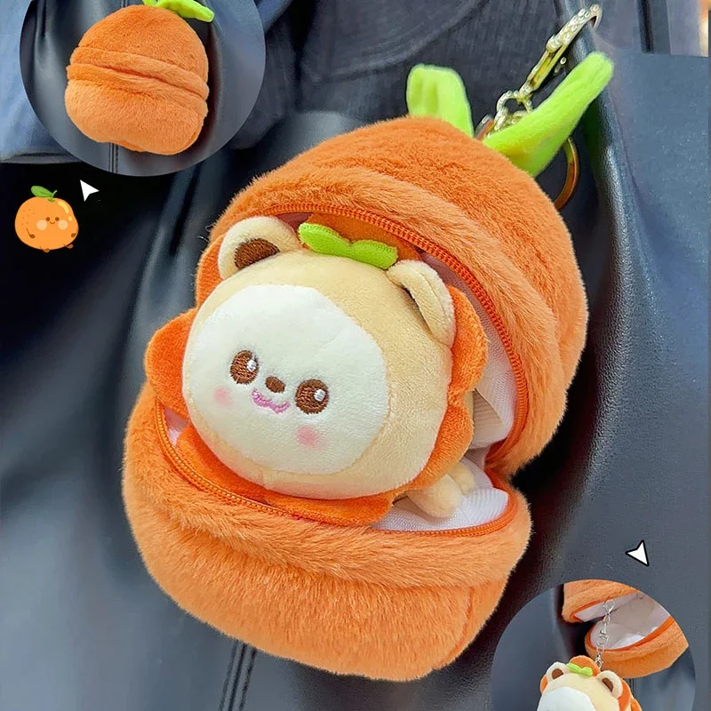 2023 New Fruit Baby Plush Doll Lemon Monkey Orange Lion Peach Rabbit Apple Sheep Plush Filling Bag Pendant Kawaii Keychain