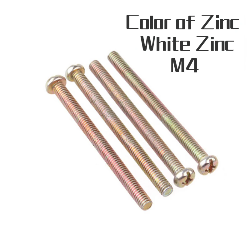 1pc High Precision Colorful / White Zinc GB818 M4 Cross Round Machine Extension Machine Tooth Screw Cross Round Head Bolt