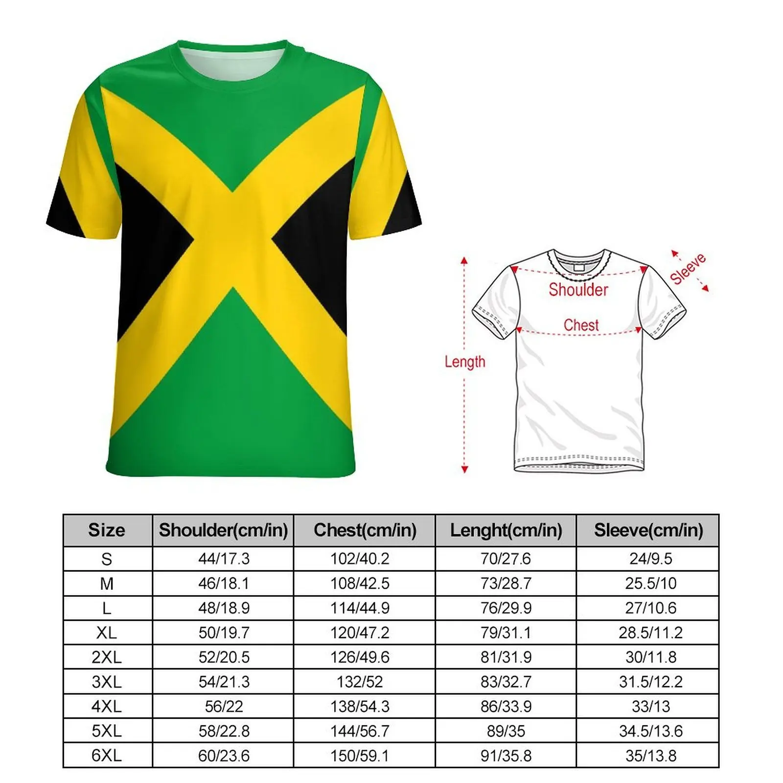 Patriotic Jamaica Flag T Shirt Green Yellow Male Fashion T Shirts Original Graphic Tee Shirt Short Sleeve Plus Size Clothes Gift