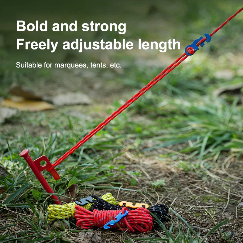 4Pcs Camping Ropes Outdoor Reflective Tent Rope Reinforced Windproof Ropes With Buckle For Tent Tarp Canopy Accessories