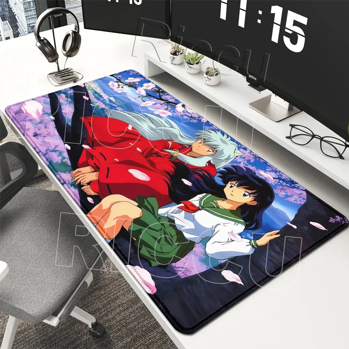Anime Inuyasha Mousepads HD Printing Computer Gamers Locking Edge Office Accessories Non-slip Table Rug Large Keyboard PC Carpet