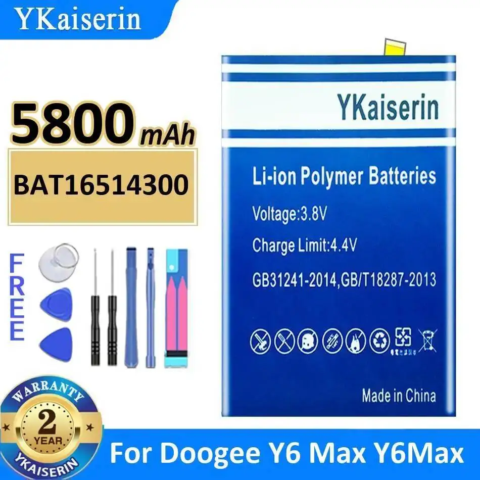 

BAT16514300 Быстрая зарядка для мобильного телефона Doogee Y6 Max, аккумулятор 5800 мАч