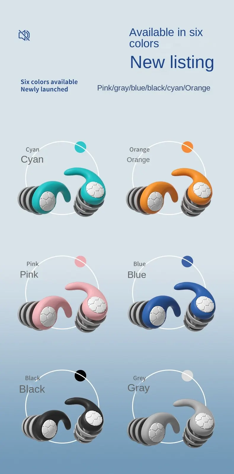 1-6pair Silicone Noise Cancelling Earplugs Noise Filter Sleep Swimming Waterproof Three Layer Mute Earplugs