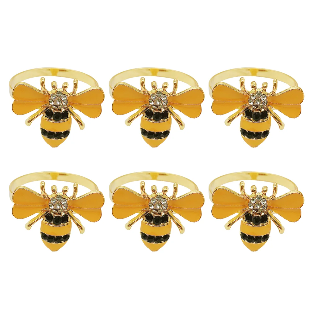 

6 Pcs Napkin Buckle Party Table Decor The Ring Tissue Clasps Rings Bee Shaped Buckles Paper Accessories