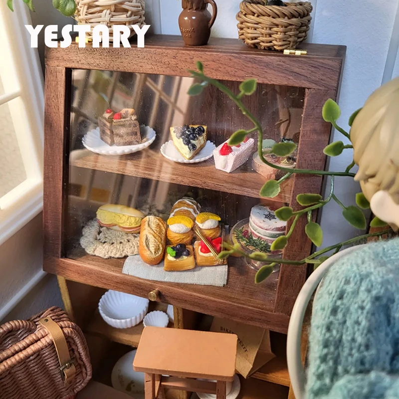 

YESTARY 1/6 Bjd Doll Furniture Obitsu 11 Toy Black Walnut Cake Cabinet Doll Accessories Toys Fashion Mini Dollhouse Furniture