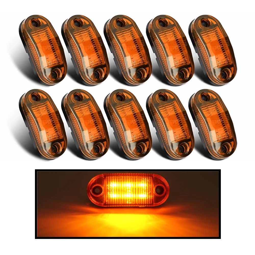 10Pcs 12V 24V LED For Trucks Sidelight Cargo Side Marker Light Trailer Side Dimensions RV Van Camper Accessories Parts