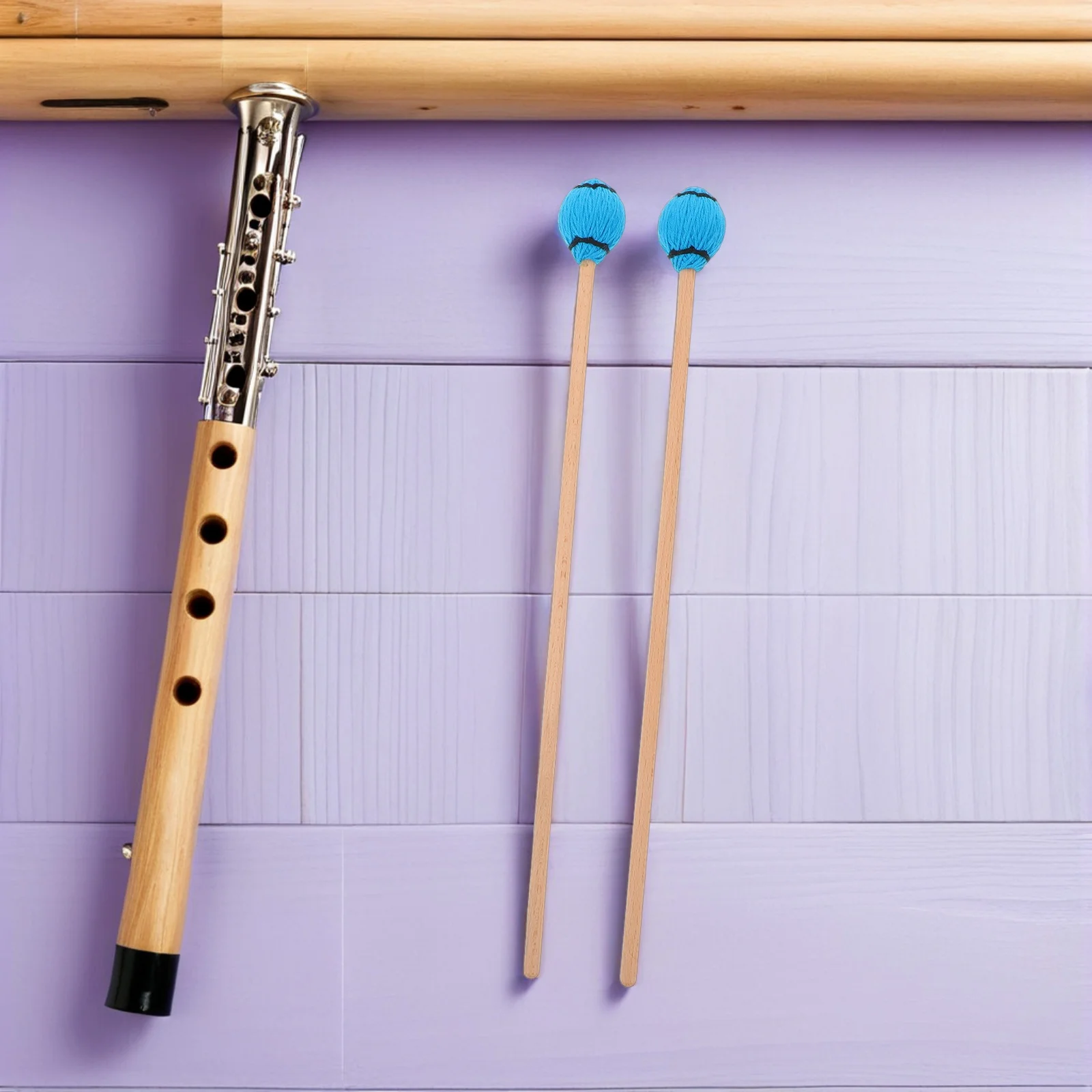 

1Pair Marimba Mallets Reinforced Wooden Handle Blue Percussion Drumsticks for Xylophone Glockenspiel Chime Mallet Replacement
