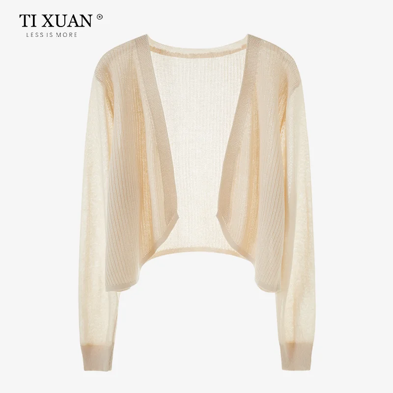 

High Quality Summer Knitted Sun Protection Cardigan, Women's Ice Silk Short and Thin Outer Layer with Shawl and Camisole Jacket