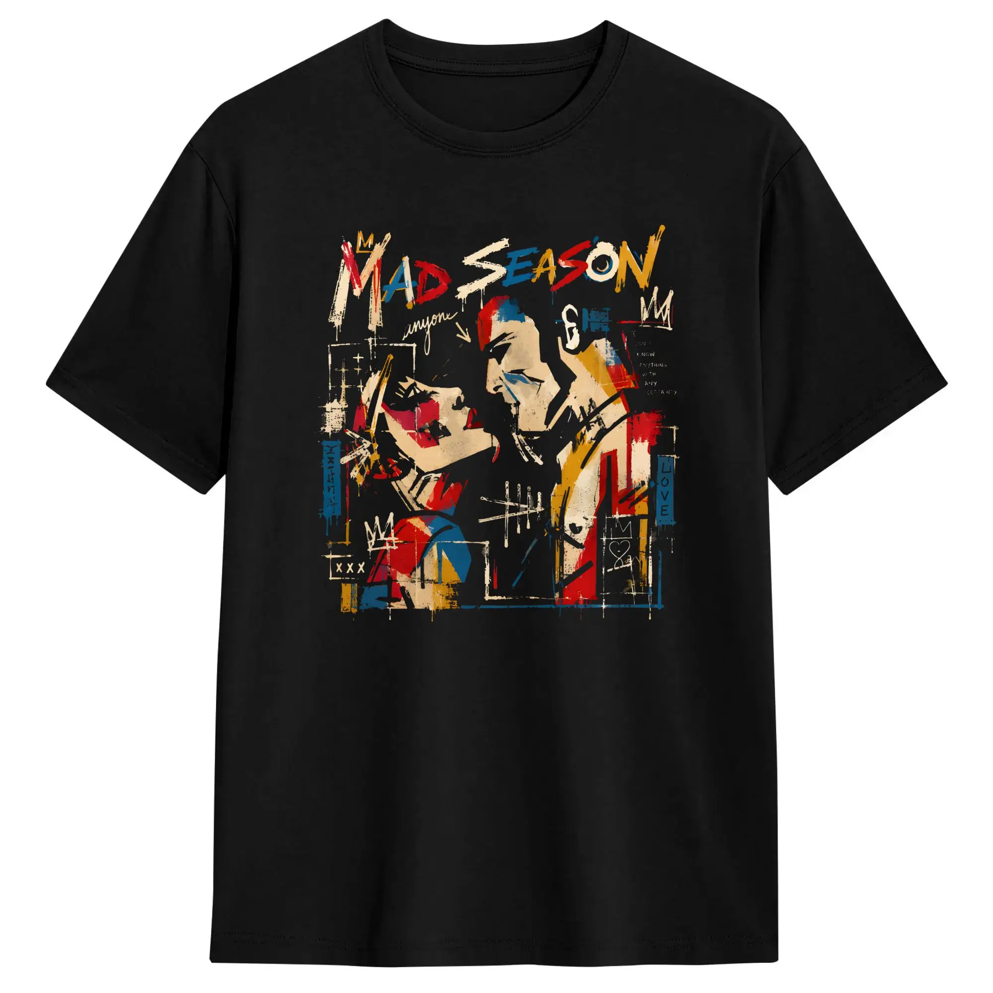 Mad Season Abstract Graffiti Collage Painting Art T-Shirt Summer Y2K Casual T-Shirts Pure Cotton Tee Shirt For Men's Casual Tees