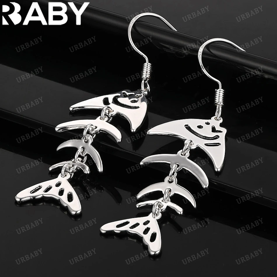 

URBABY 925 Sterling Silver Earrings Fishbone Drop Earrings Jewelry Fashion Party and Daily Wear