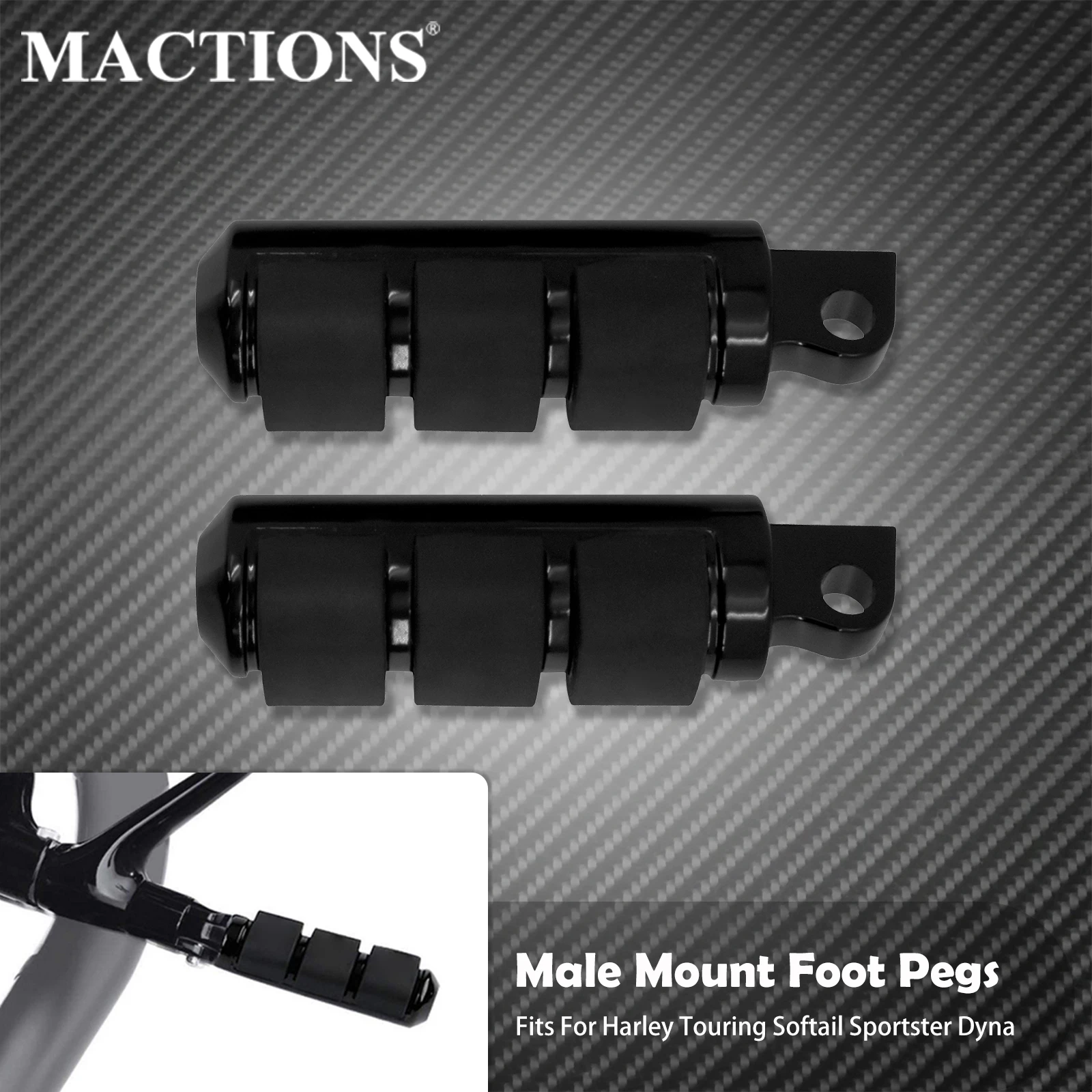 Motorcycle Footpegs Foot Rest Black Rubber Pedal Male Mount Footrest For Harley Touring Electra Glide Softail Dyna Sportster XL