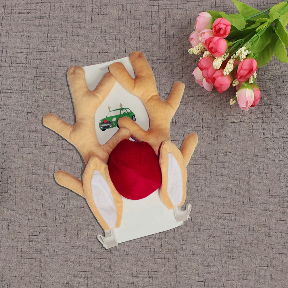 

Car Reindeer Antlers Nose Christmas Kit with Ears Durable Fabric Easy Install Car Decorations for Christmas Road Fun