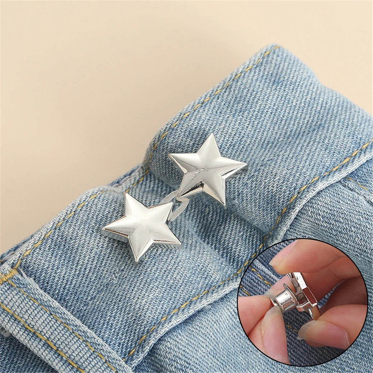 2Pcs Adjustable Clips for Pants Fastener Pants Pin Retractable Button Loose Button for Waist for Jeans Perfect Fit Reduce Waist