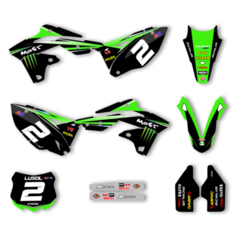 DSMTECH Custom Team Motorcycle Graphics Background Decals Stickers kits Set For KAWASAKI KXF250 KX250F 2013 2014 2015 2016 006