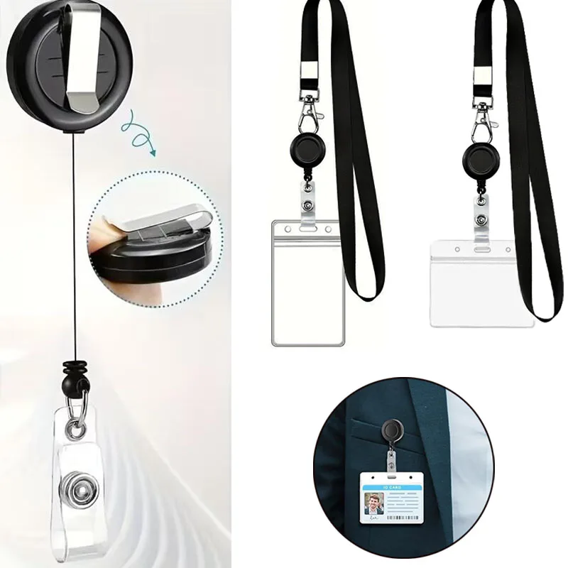 

1/2/3PCS Retractable Badge Reel Retractable Teacher Lanyard with Name Card Badge Holder Neck Strap Keychian Accessories Gift