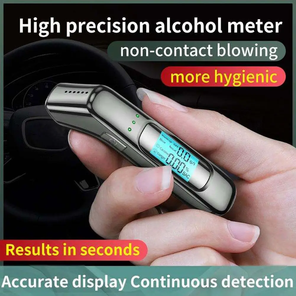 Non-contact Alcohol Tester High Precision Breathalyzer Alcometer Rechargeable Display USB Digital Portable Alcohol LCD Dete W0S4
