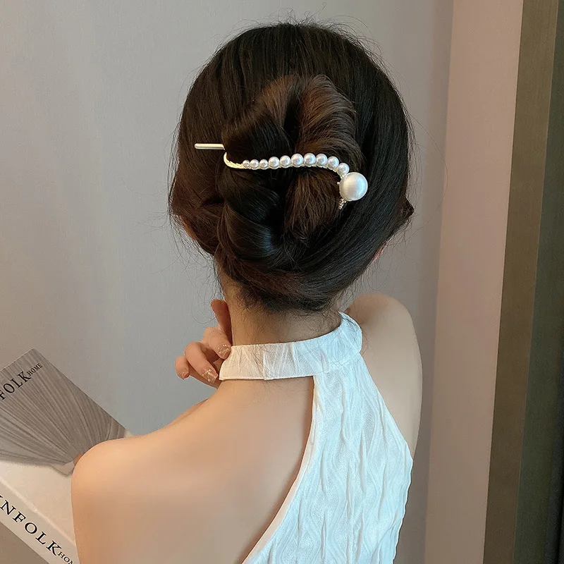 Spinka do włosów dla kobiet, moda, słodka perła, klips, kobiety, dziewczyny, elegancka, styl minimalistyczny, spinka, wsuwka, włosy w koński ogon,