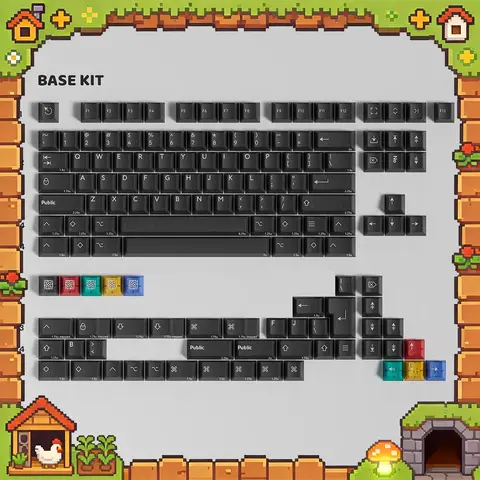 PBTfans PT51-1 PC Keycaps Two Color Process Of Abs Material Keyboard Keycaps Semi Transparent Neon Glitter PC Accessories Gifts