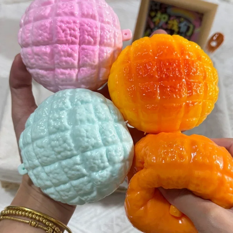 Building Block Fruit Pineapple Bun Squeeze Fidget Stress Ball Toy Color-Changing Mango Lemon Crunchy ASMR Sound Relax ADHD Toy