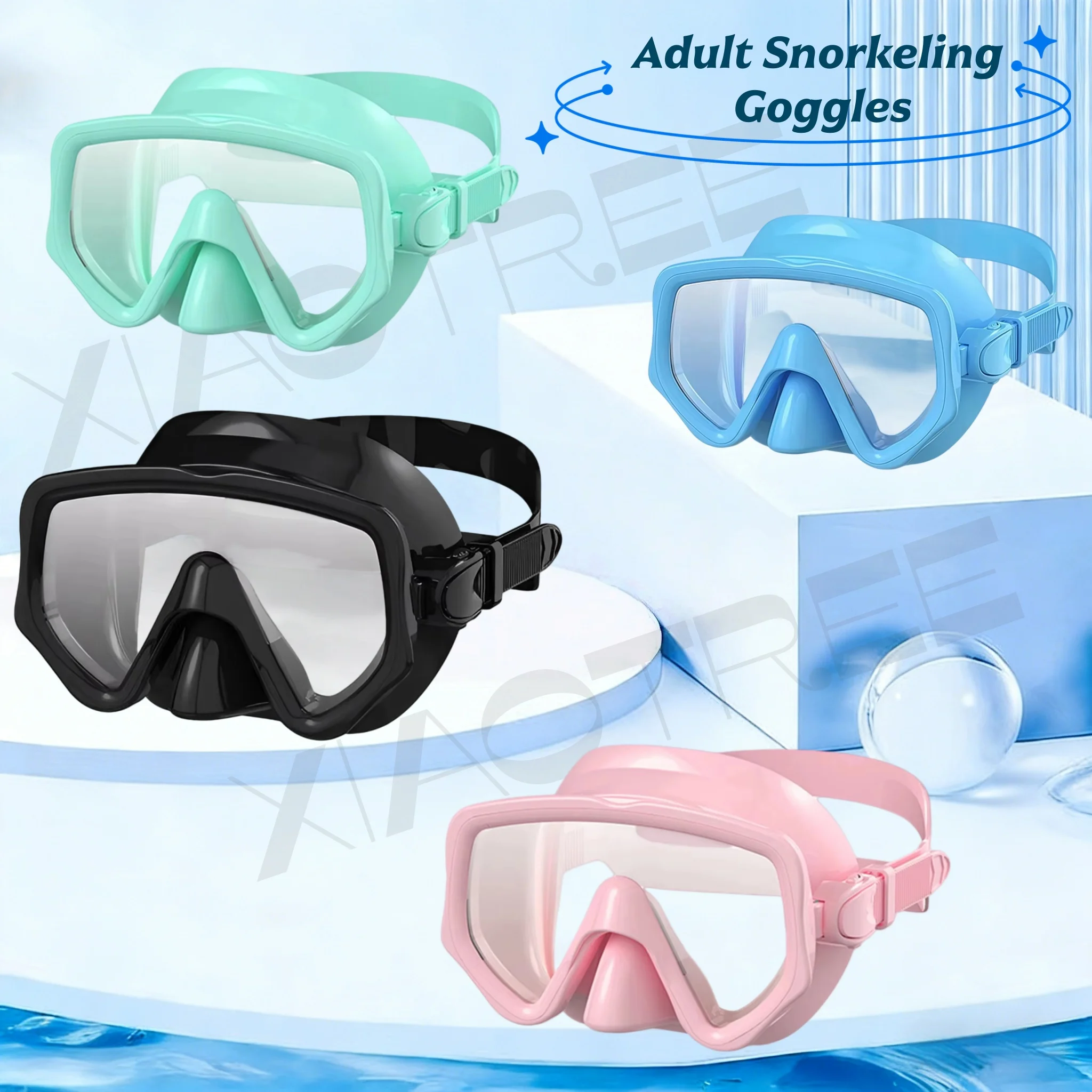 XIAOTREE Trockenschnorchel-Set Tauchmaske für Erwachsene Gehärtetes Glas Professionelle Panorama-Schnorchelausrüstung Schwimmtraining 5.0