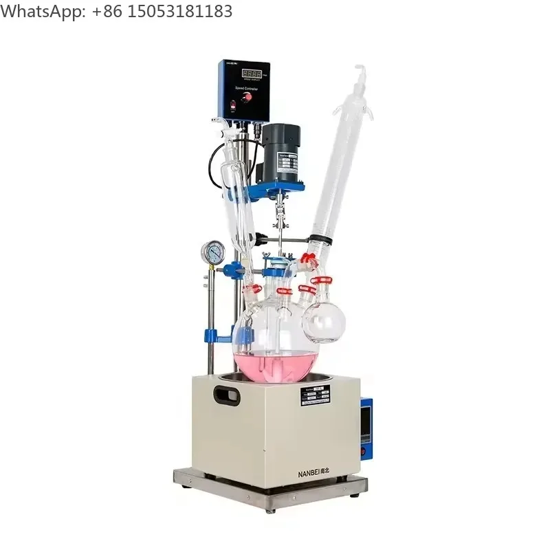 1-5L Single Layer pyrex Borosilicate tank Stirred Heated Glass Reactor