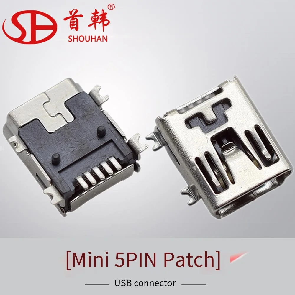 Connector Mini5P Patch Horizontal 4-pin Mini5PsmtUSB female connector in stock