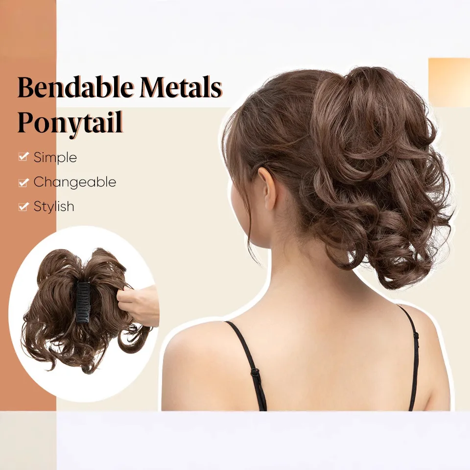 Naturel Wavy, Ladies' Exquisite Wigs,Ponytail， Short Style, Decorative Hairstyle, Clip Design