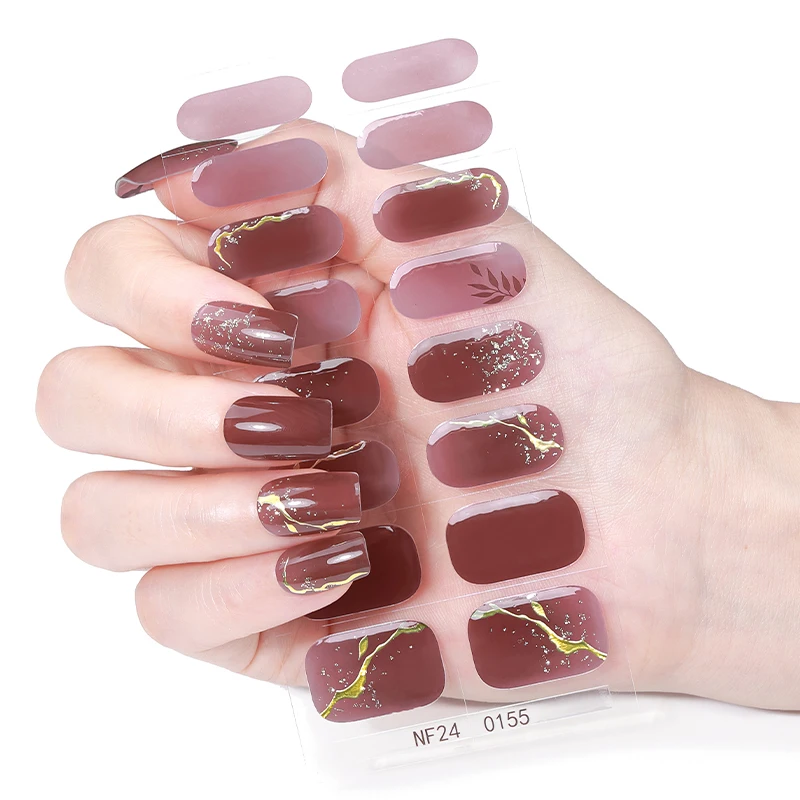 16 نصائح الفرنسية شبه علاج هلام مسمار ملصقات بسيطة شريط هلام مسمار شرائط ذاتية اللصق هلام مسمار يلتف غطاء كامل UV مسمار ملصقا