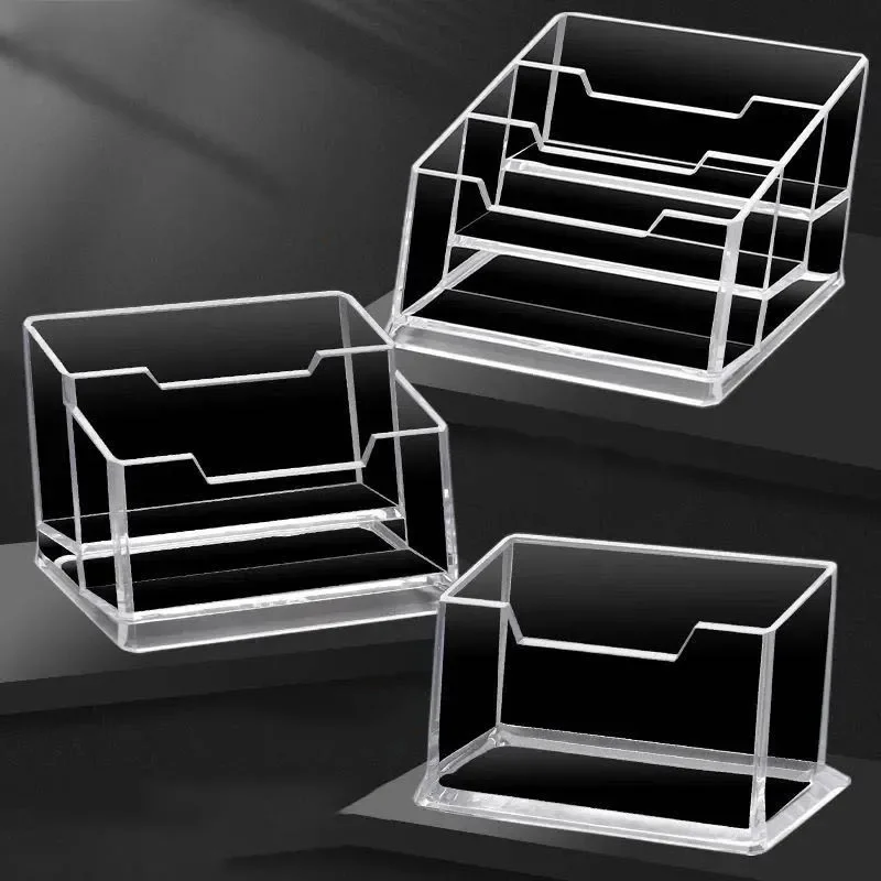 1pc Transparent Desktop Acrylic Shelf Storage Box – Display Stand & Business Card Holder