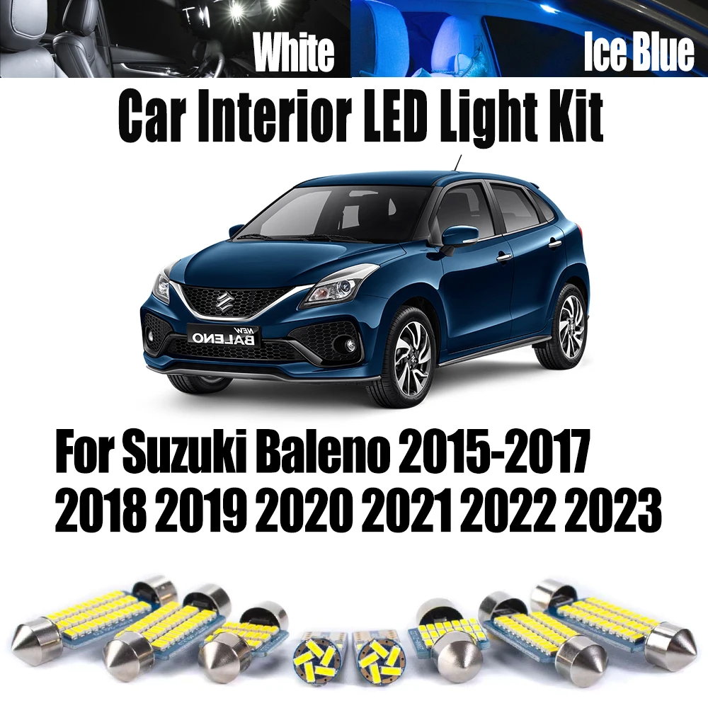 10Pcs LED Interior Map Dome Trunk Light Kit Accessories Canbus For Suzuki Baleno 2015- 2020 2021 2022 2023 Car Reading Bulbs
