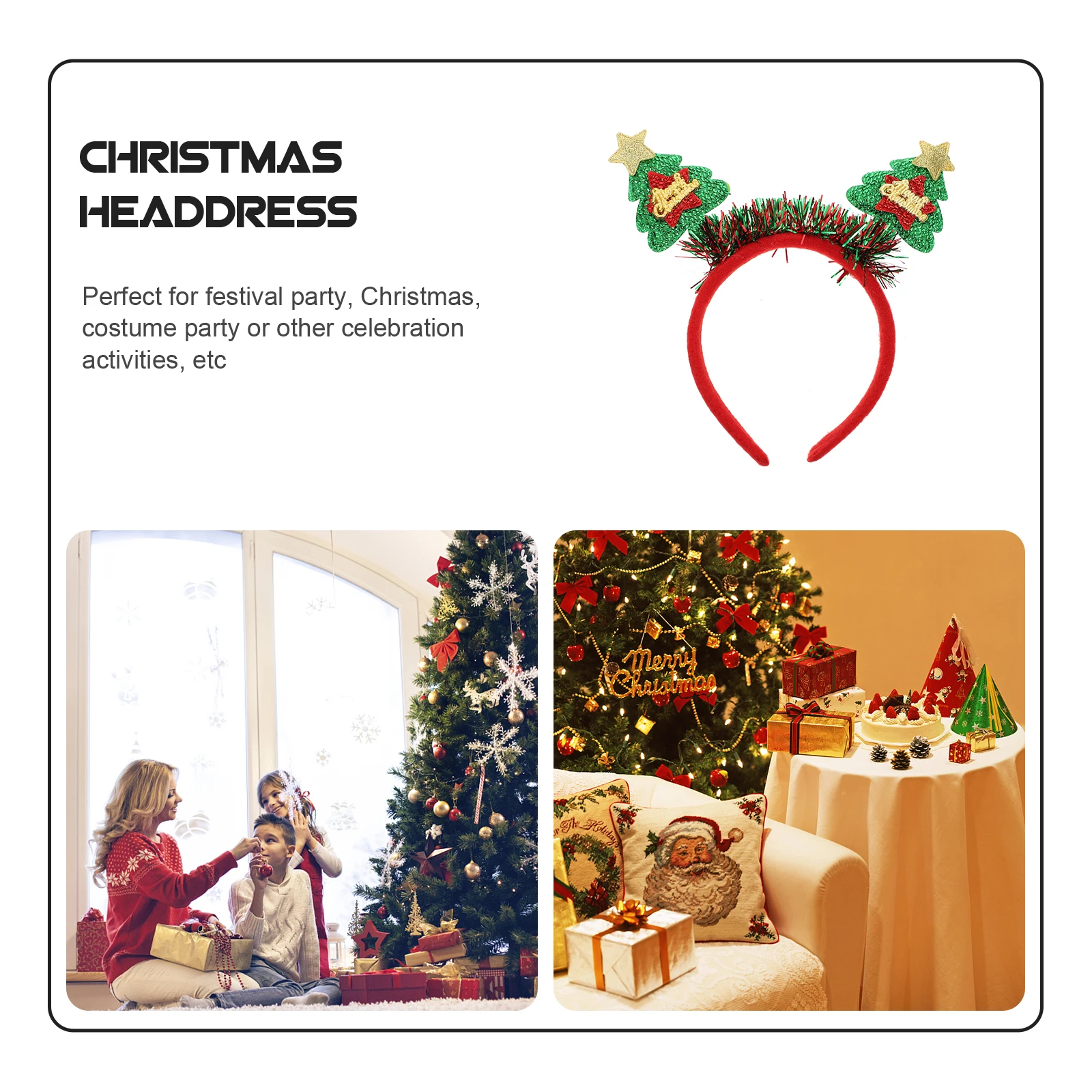 

6 Pcs Christmas Tree Headband Girls Hair Accessories Costume Decor Holiday Aldult Cloth