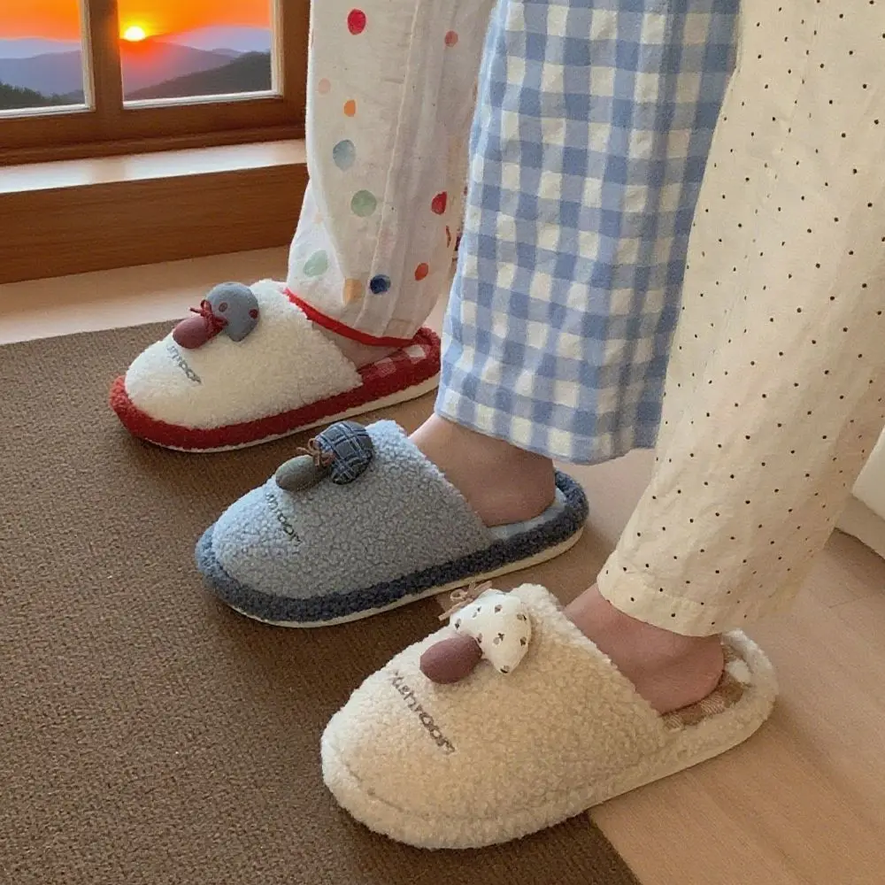 Women's mushroom slippers women white fluffy platform shoes ladies winter warm short plush slides home slippers