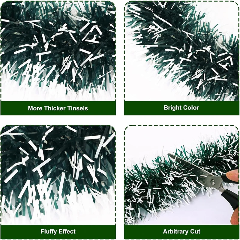 1/2 قطعة سلك معدني أخضر إكليل عيد الميلاد-ديكور شجرة عيد الميلاد ، زخرفة معلقة للسقف والعام الجديد/ديكور المنزل نافيداد