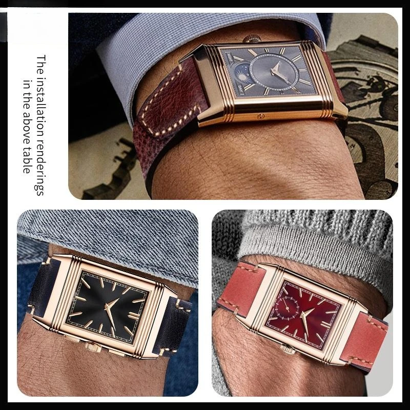 Leather watch strap men For original Jaeger-LeCoultre REVERSO DUOFACE SMALL SECONDS 3988482 MONOFACE Q3858522 Cowhide watchband