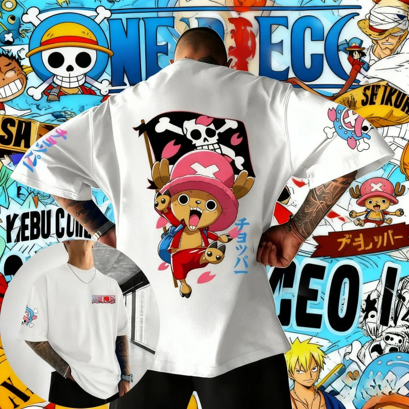 2025 Best-seller Anime One Piece Série Tony Chopper Personnage T-shirt Y2K D'été Imprimé 100% Pur Coton T-shirt Style Décontracté