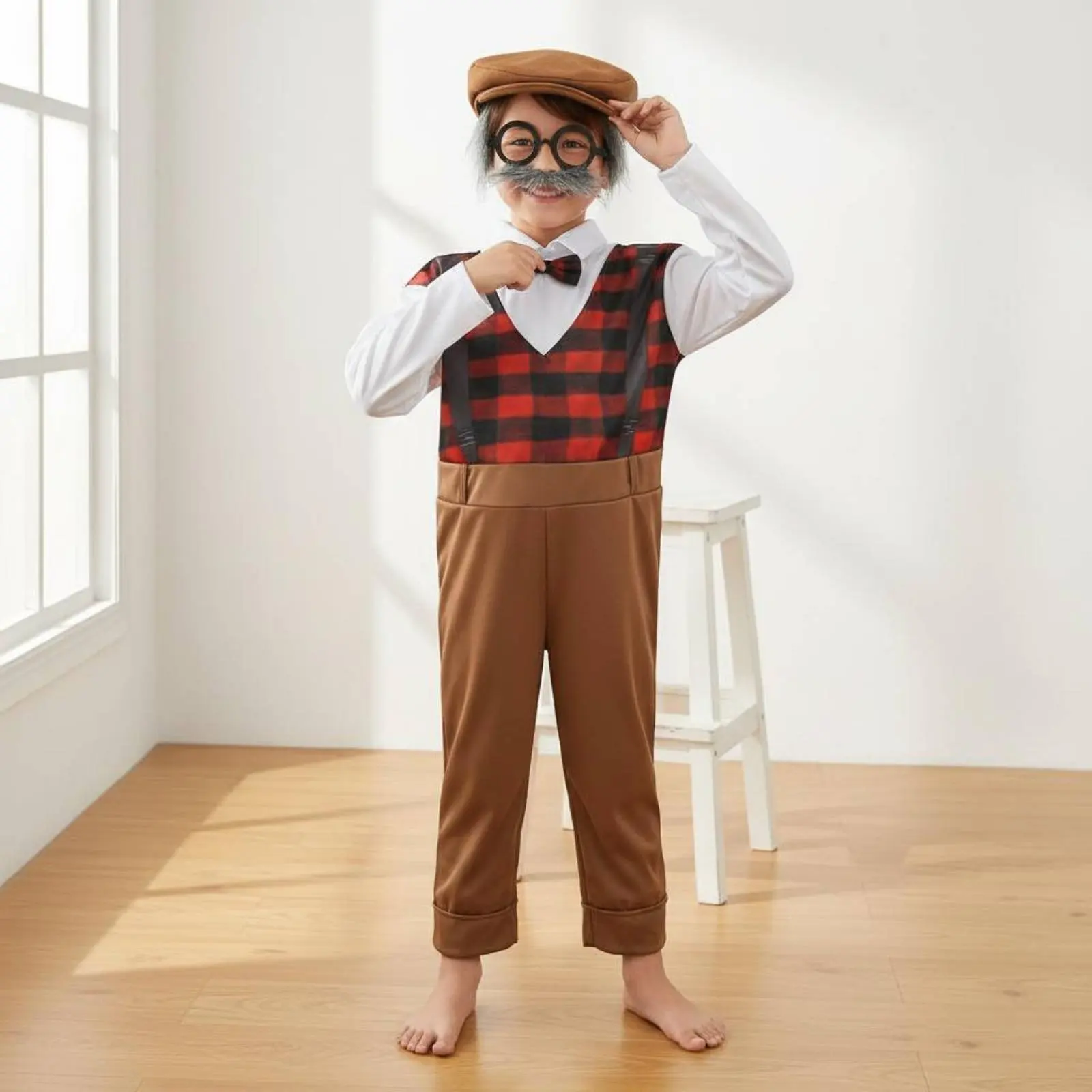 

Детский костюм дедушки, цельный дизайн, наряд для 100-го дня учебы, для Хэллоуина, сценических выступлений