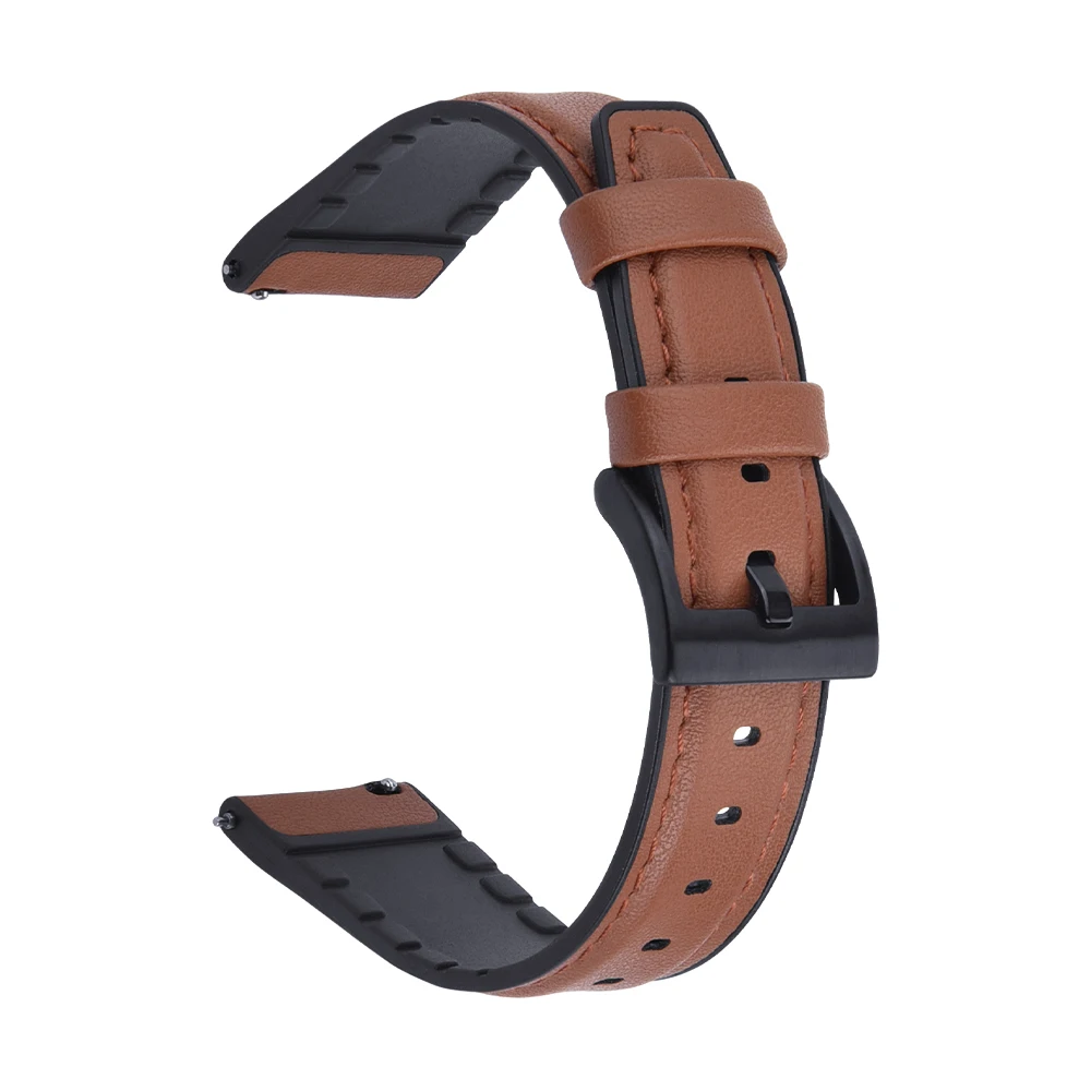 Top Leather Silicone Watch Strap 20mm 22mm Soft Material Silicone Watch Band Leather Wrist Strap Universal Watch Accessories Men