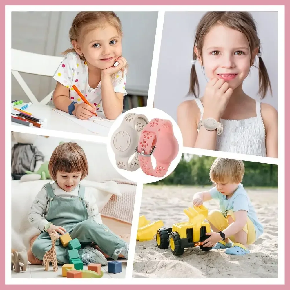 AirTag Bracelet for Kids, Waterproof Cute Cartoon Air tag Holder for Kids with Full Coverage Design Silicone Hidden Wristband