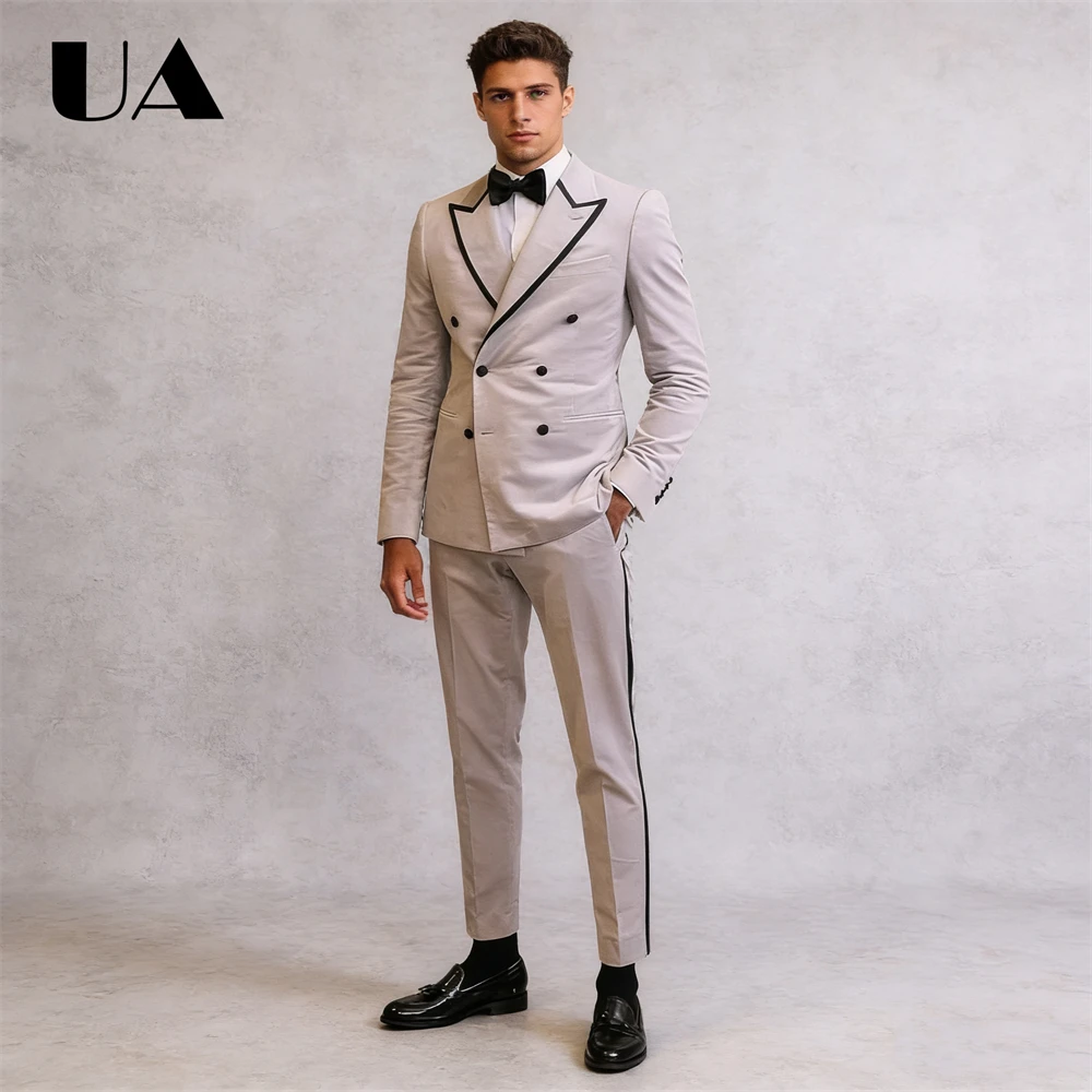 

Formal 2-Piece Suit Set for Men, Double Breasted Jacket Pants, Cusotmized Size & Colors Mens Business Suit Tuxedo Blazer Trouser