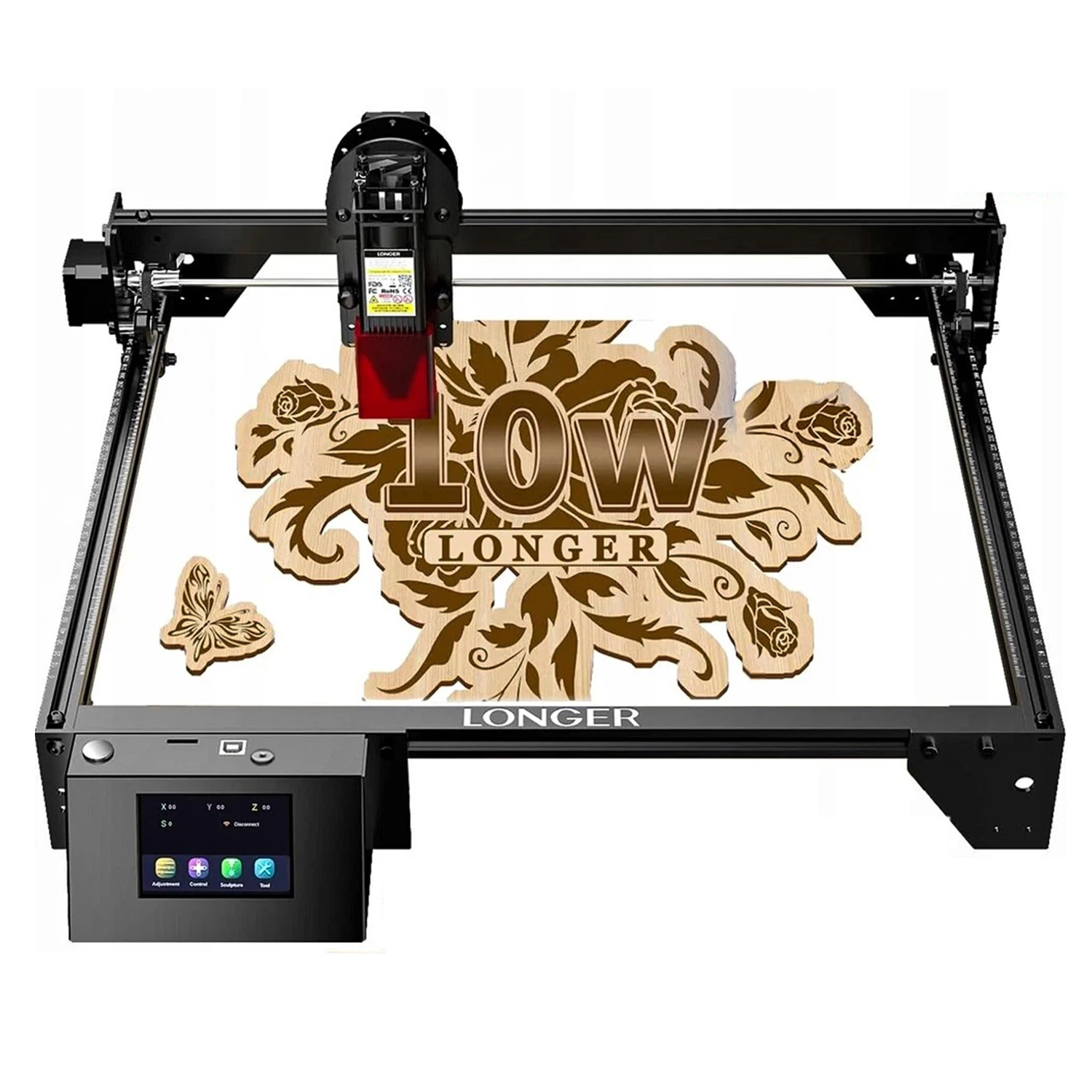 LONGER RAY5 Graveur et découpeur laser intelligent 20W 10W 5W machine de gravure et découpe 400x400mm WiFi écran tactile pour bois acrylique cuir atelier DIY loisirs créatifs cadeaux compatible LightBurn LaserGRBL