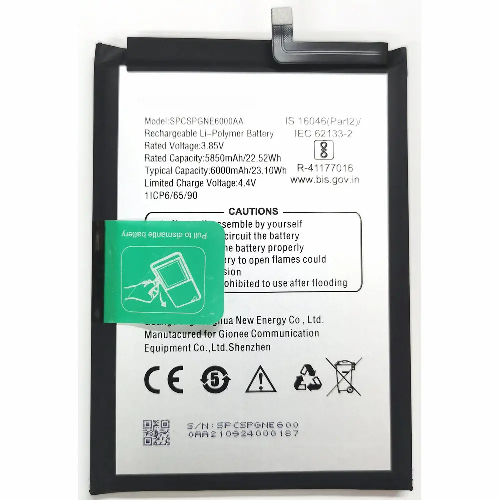 3.85V 6000mAh SPCSPGNE6000AA High Quality Battery For Gionee Max Pro Mobile Phone 1ICP6/65/90