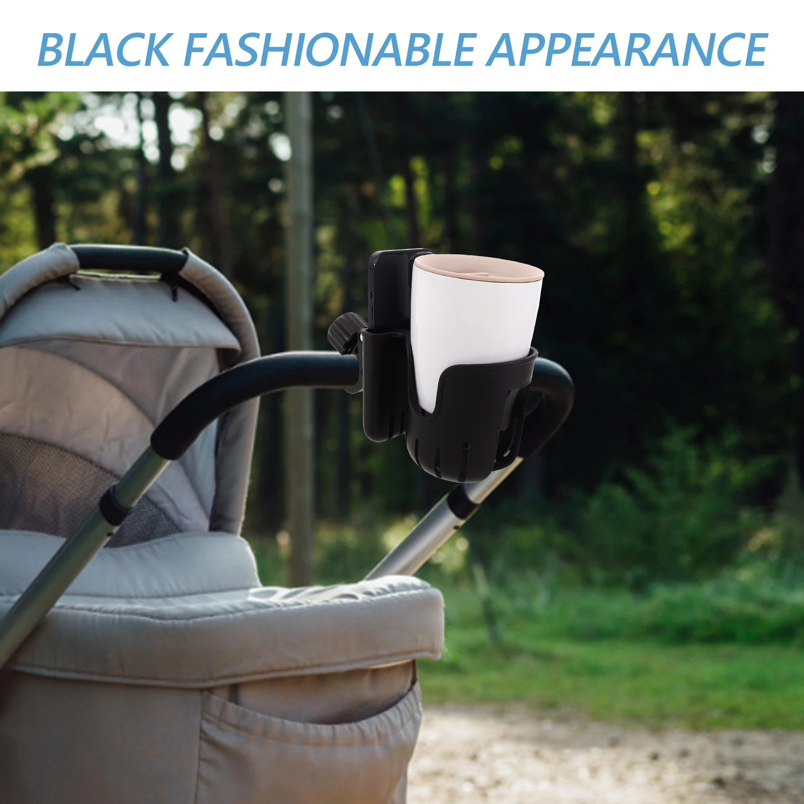 

Universal Stroller Cup Holder Phone Mount Multifunctional Drink Organizer For Wheelchair Walker Bike Scooter Pram